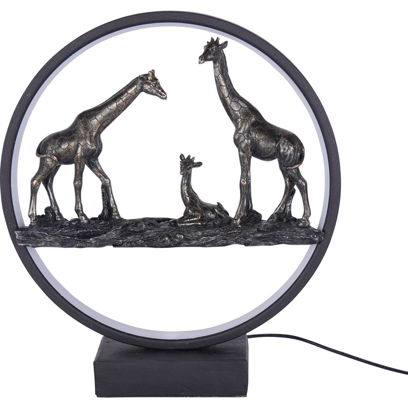 Savannah Decorative Lamp — Giraffe Family in an LED Ring