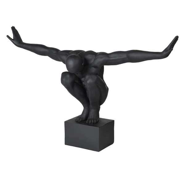 Athlete Noir Sculpture — Figure of a Diver in Black