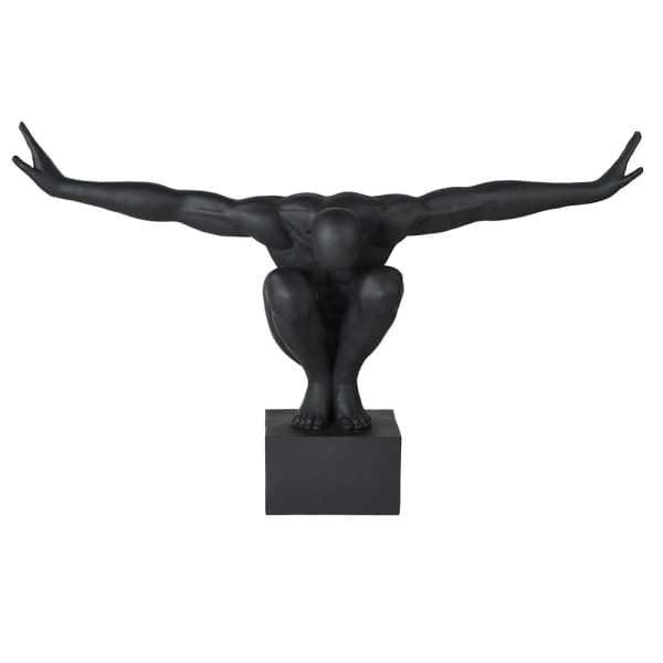 Athlete Noir Sculpture — Figure of a Diver in Black