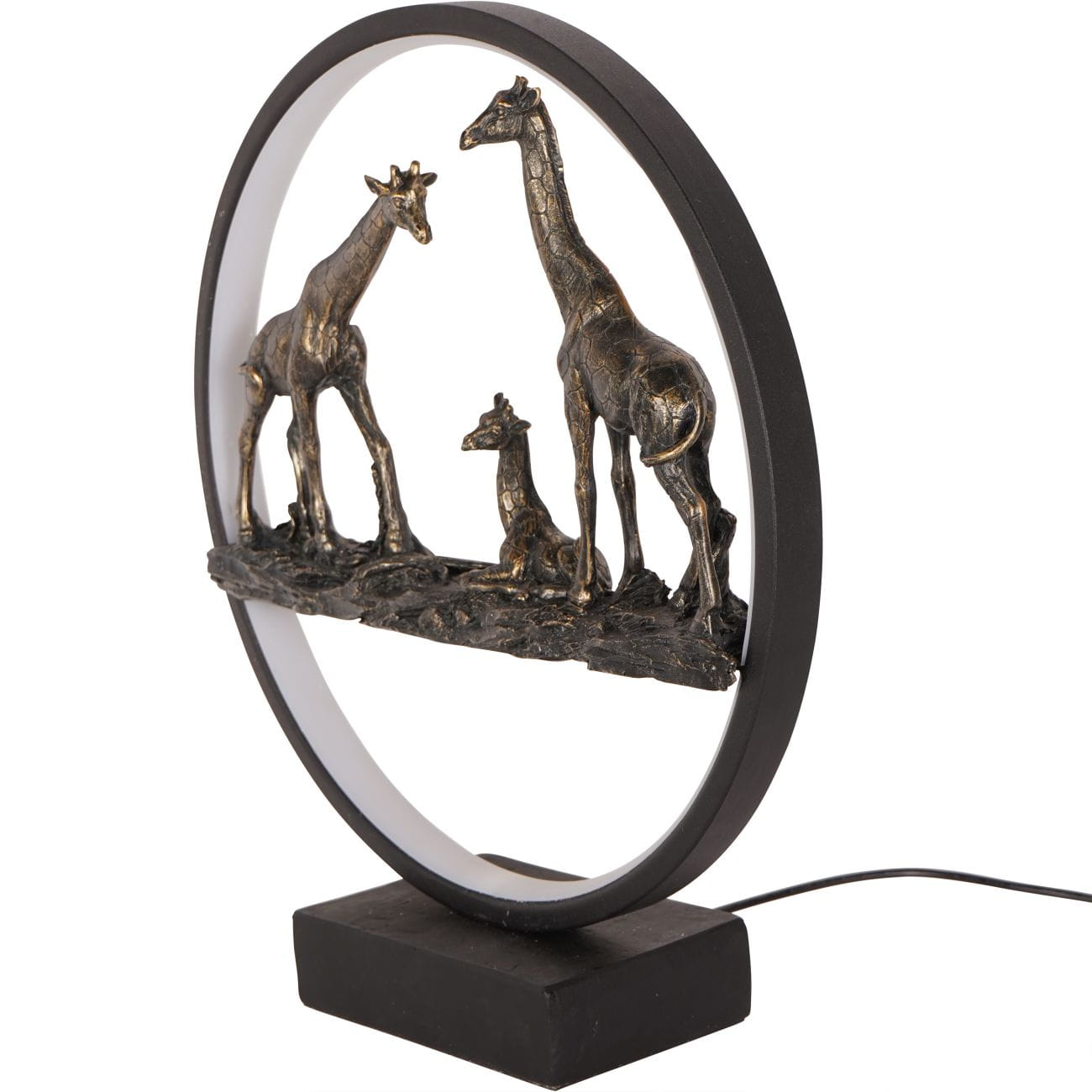Savannah Decorative Lamp — Giraffe Family in an LED Ring
