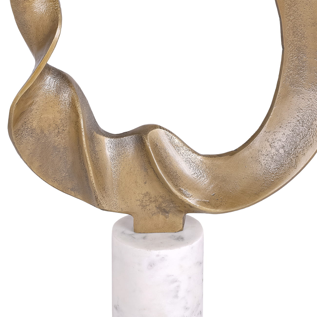 Solaris Sculpture — Abstract Brass Form on a Marble Pedesta